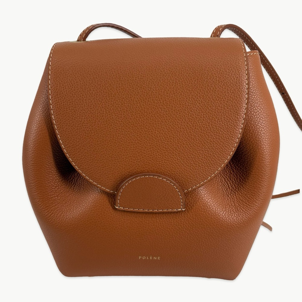 Polène Numéro Un Mini Backpack Convertible 3-Way Caramel Tan Rare Minimalist - Picture 2 of 16